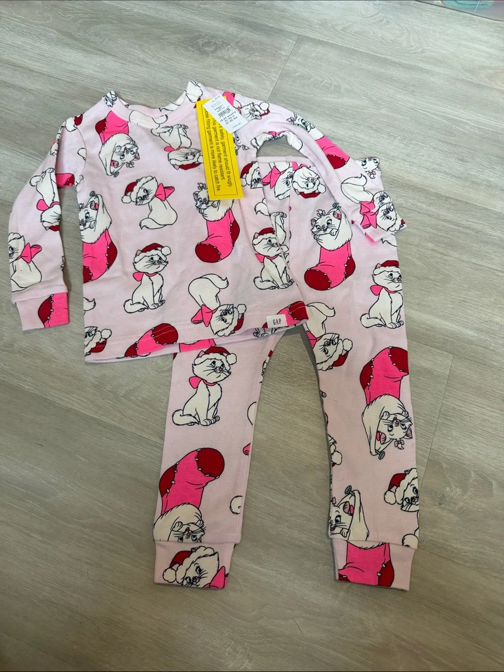 NWT GAP Pink Cat Print Two-Piece Pajama Set 18-24